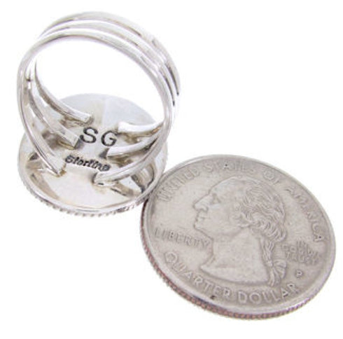 Magenta Turquoise Multicolor Sterling Silver Ring Size 5-3/4 NS43806